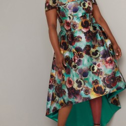 Асиметрична Абитуриентска Бална Рокля Флорал Макси Дами