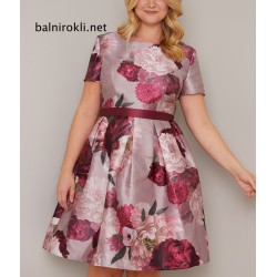 Бална Розова Рокля Сатен Флорал Макси Размери