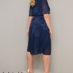 Елегантна Коктейлна Къса Рокля Синя Флорален Принт Макси Дами