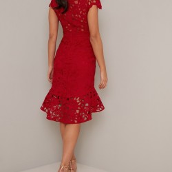 Дантелена Червена Рокля Секси