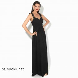 БАЛНА Черна Дълга  Рокля Бюстие Презрамки