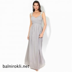 Бална Сива Дълга Рокля Бюстие Презрамки