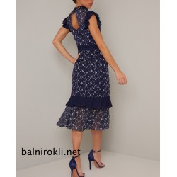 Елегантна Тъмносиня Официална Рокличка Шифон Елегантна Тъмносиня Официална Рокличка Шифон