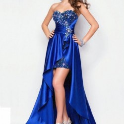 Асиметрична Бална Официална Синя Рокля 