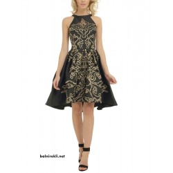 Асиметрична Черна Официална Рокля Сатен