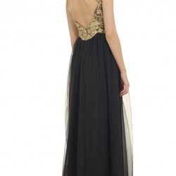 Дълга Официална Бална Рокля Черно и Златно