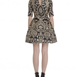 Елегантна Къса Черна Рокля Металик Бродерия