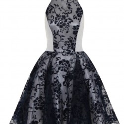 Елегантна Къса Рокля Бяло и Тъмносин Цвят Гол Гръб