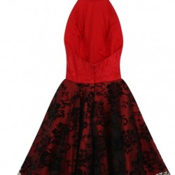 Елегантна Къса Рокля Червено и Черно Гол Гръб