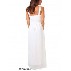 Елегантна Бална Рокля Бял Крем 