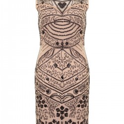 Къса Официална Вечерна Рокля Капучино Ретро Стил