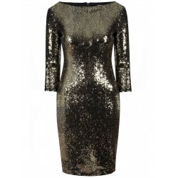 Елегантна Къса Блестяща Рокля Пайети Черно и Златно