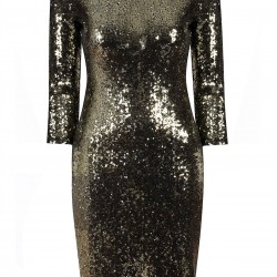 Елегантна Къса Блестяща Рокля Пайети Черно и Златно