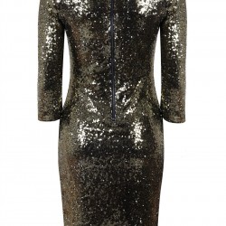 Елегантна Къса Блестяща Рокля Пайети Черно и Златно