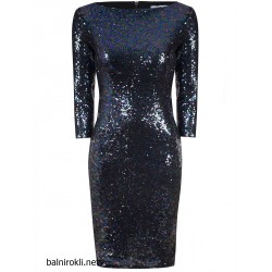 Блестяща Къса Тъмносиня Коктейлна Парти Рокля