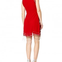 Елегантна Червена Къса Рокля Шифон Декорации
