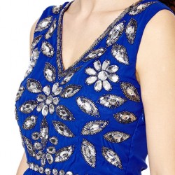 Елегантна  Официална Къса Синя Рокля Декорация