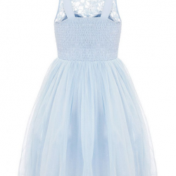 Бална Къса Рокля Светлосиня Дантела и Тюл