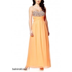 Елегантна Дълга Вечерна Рокля Прасковен Цвят