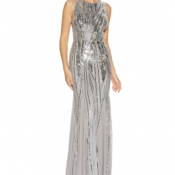 Абитуриентска Бална Сребристосива Рокля Пайети 