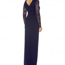 Дантелена Официална Дълга Рокля Тъмносин Цвят