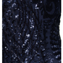 Абитуриентска Бална Тъмносиня Рокля Блестящи Пайети Цепка