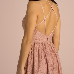 Бална Дълга Розова Официална Рокля Дантела