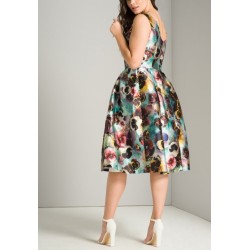 Елегантна Официална Рокля Принт Теменужки Макси Елегантна Официална Рокля Принт Теменужки Макси