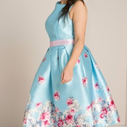 Елегантна Официална Рокля Макси Дами Светлосин Цвят