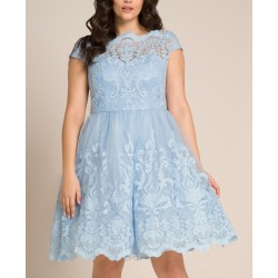 Елегантна Къса Рокля Макси Дами Светлосин Цвят Елегантна Къса Рокля Макси Дами Светлосин Цвят