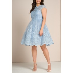 Елегантна Къса Рокля Макси Дами Светлосин Цвят Елегантна Къса Рокля Макси Дами Светлосин Цвят