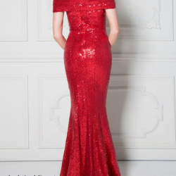 Блестяща Дълга Червена Бална Рокля