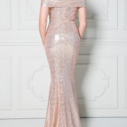 Блестяща Дълга Златна Рокля Шампанско