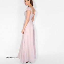 Бална Дълга Рокля Пастелен Цвят Шифон 4