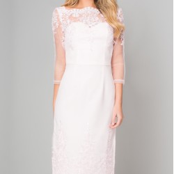 Дантелена Къса Бална Рокля Крем