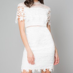 Бяла Елегантна Къса Рокличка за Парти 