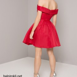 Бална Къса Червена Мини Рокля Сатен
