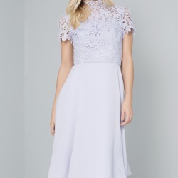 Вечерна Къса Дантелена Лилава Рокля