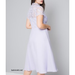 Елегантна Класическа Рокля Макси Размери Пастелно Лилава