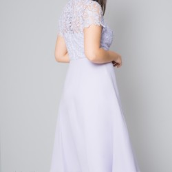 Елегантна Класическа Рокля Макси Размери Пастелно Лилава