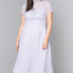 Елегантна Класическа Рокля Макси Размери Пастелно Лилава