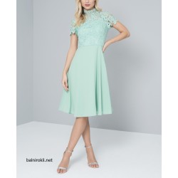 Вечерна Къса Зелена Официална Рокля Шифон