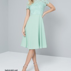 Вечерна Къса Зелена Официална Рокля Шифон