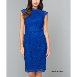 Елегантна Рокля Турско Син Цвят Дантела