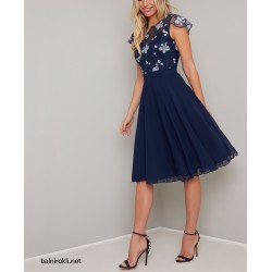 Елегантна Къса  Бална Рокля Тъмносин Цвят