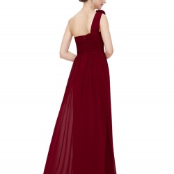 Бална Дълга Червена Рокля Шифон Едно Рамо Бална Дълга Червена Рокля Шифон Едно Рамо