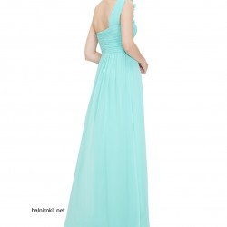 Вечерна Дълга Светлосиня Рокля Шифон Едно Рамо