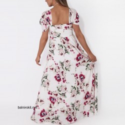 Елегантна Многоцветна Парти Рокля Шифон в Бяло