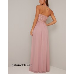 Дълга Официална Розова Рокля Бюстие с Декорация Дълга Официална Розова Рокля Бюстие с Декорация