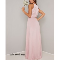 Бална Дълга Рокля Пастелно Розов Цвят Бална Дълга Рокля Пастелно Розов Цвят